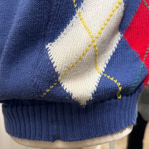 Vinaigrette 80’s United Colors Of Benetton Argyle V-Neck Sweater Vest - Picture 7 of 14